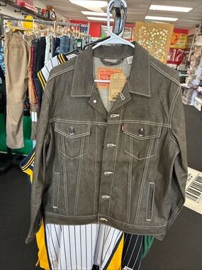 Men’s Levis Trucker Jacket Rigid Denim Money Green NWT New SZ Medium Rare